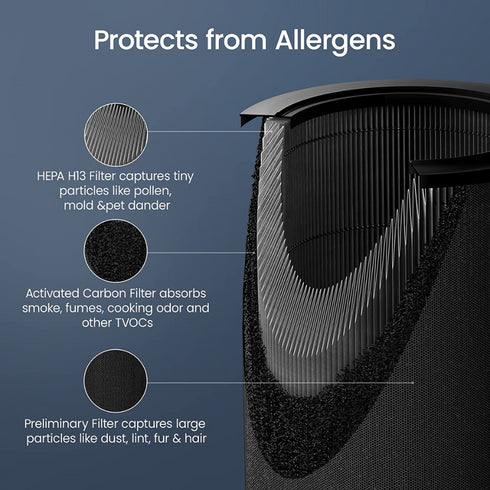 Air Purifier 2 Replacement Filter, H13 True HEPA Filter, Activated Carbon and Preliminary Filters